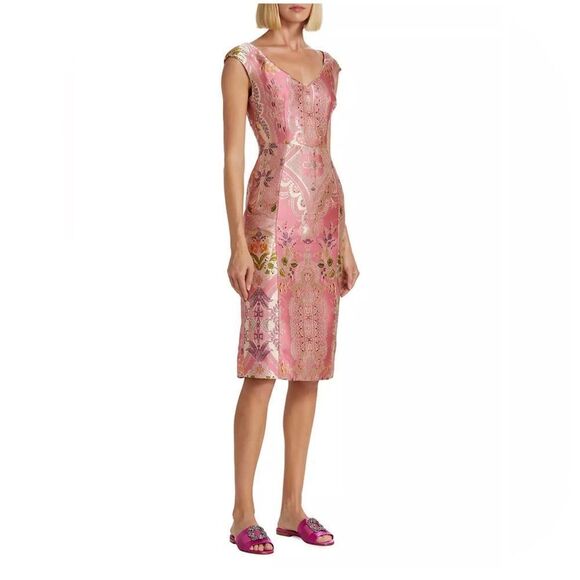 Etro Metallic Brocade Sheath Dress size 40/us size 4 - Picture 2 of 14